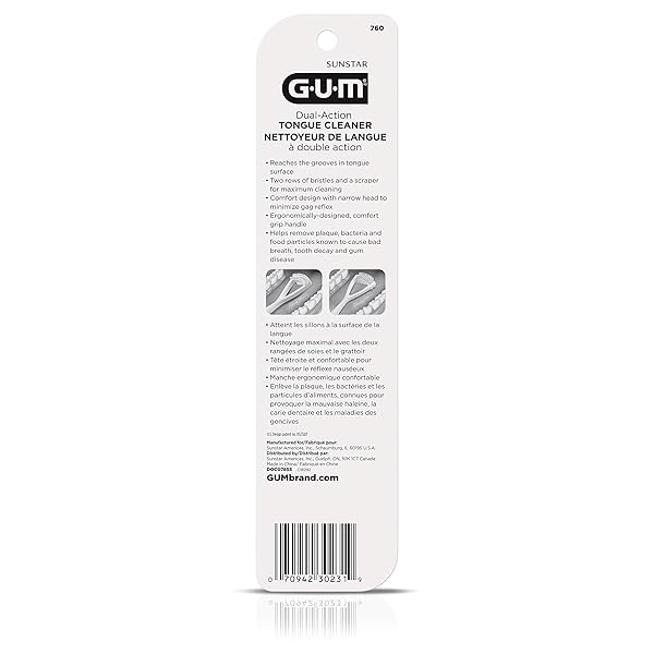 GUM DUAL-ACTION TONGUE CLEANER – COLORS MAY VARY 1 EACH (PACK OF 4)