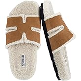 CUSHIONAIRE Cuddle Fur Slippers for Women Faux Shearling Slide Sandal +Memory Foam, Wide Widths Available