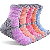 FEIDEER Hiking Walking Socks For Women, Multi-pack Outdoor Recreation Cotton Moisture Wicking Crew Socks