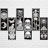 Sintuff 6 Pieces Black Gothic Wall Decor Skull Wall Art Boho Sun Moon Phases Snake Gothic Hanging Wooden Minimalist Skeleton Art Prints Vintage Pediments for Room Living Bedroom Bathroom