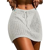 Verdusa Women's Tie Front High Waist Crochet Short Beach Skirt Swimsuit Cover Up