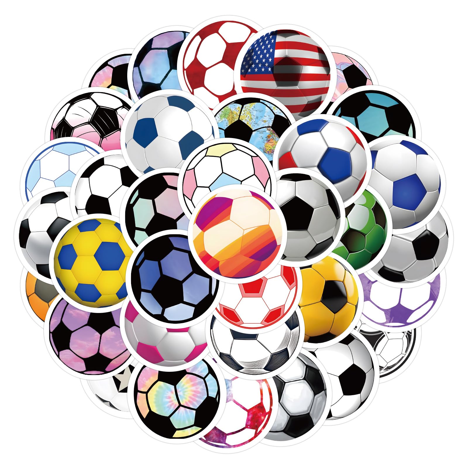 Soccer Stickers for Laptop (50 PCS),Gift for Children Teens Adults Girl Boys,Waterproof Stickers for Water Bottle,Football Vinyl Stickers for Scrapbook,Skateboard,Bike,Phone,Dairy