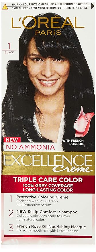L'Oreal Paris Excellence Hair Color Small Pack No.1, Natural Black, 25ml+25g