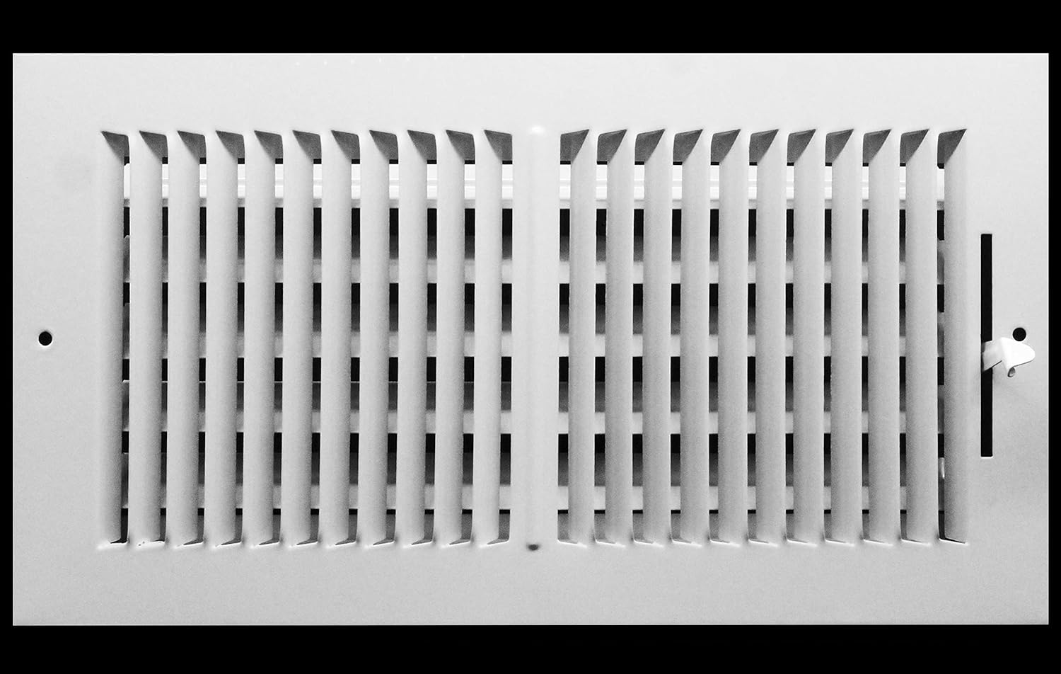 16" X 8" 2-Way-Vertical AIR Supply Grille - Vent Cover & Diffuser - Flat Stamped Face - White [Outer Dimensions: 18.00"w X 9.75"h]