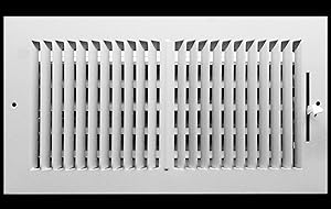 16" X 8" 2-Way-Vertical AIR Supply Grille - Vent Cover & Diffuser - Flat Stamped Face - White [Outer Dimensions: 18.00"w X 9.75"h]