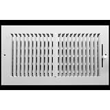 10x8 Inch 2-Way Horizontal Vent Cover Grille - White Steel Register For Sidewall/Ceiling, High Airflow