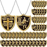 Sureio 48 Pcs Put on The Whole Armor Dog Tag Independence Day Christian Necklaces Gifts Bulk Inspirational Prayer Military Knight Dog Tag Necklace Pendant for Men Father's Day Favor Gift