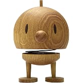 Hoptimist Bumble - Danish Design Home Decor Ornament - Plastic Figurine with a Metal Spring, Large - Creates Cheerful Movement - (Oak)