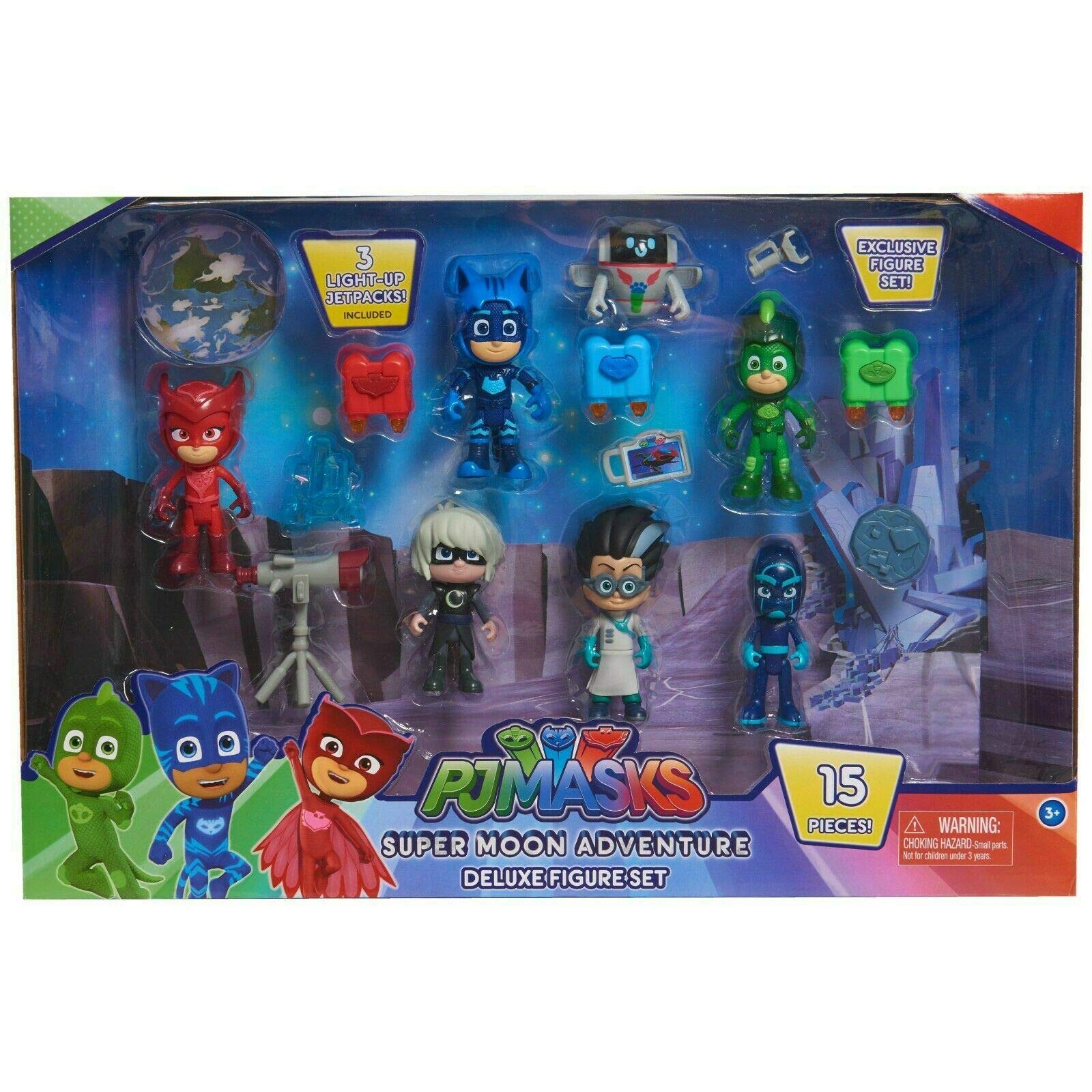 PJ MASKS Super Moon Adventure Deluxe Figure set - 15 Pieces!