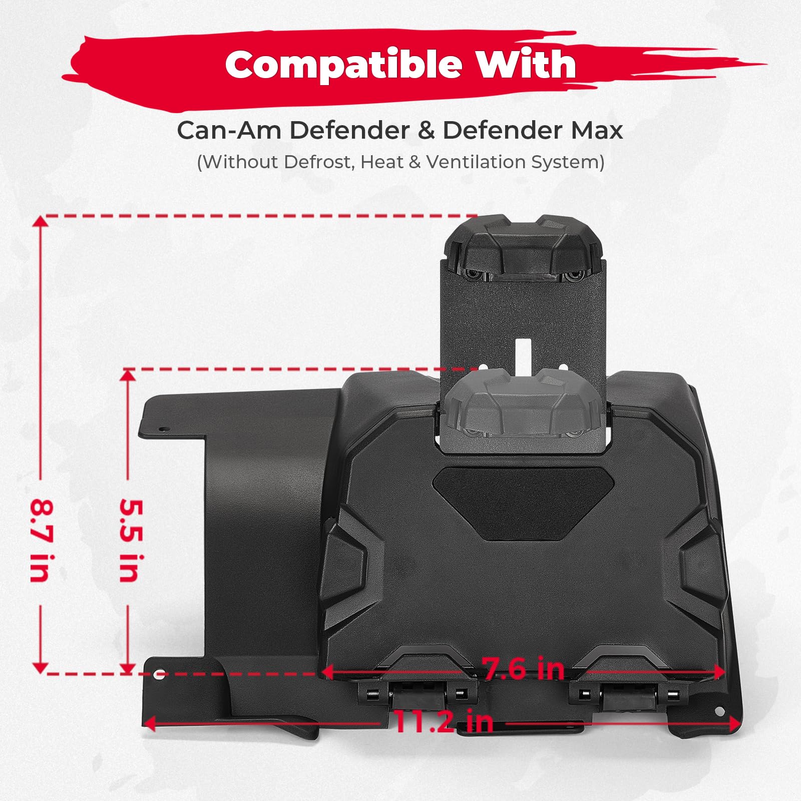 KEMIMOTO Electronic Device Holder with Storage Integrated, Phone Holder Tablet Mount Dashboard Storage Box, NOT Fit Defrost Heat Ventilation System, Compatible with Can-Am Defender 2016-2022