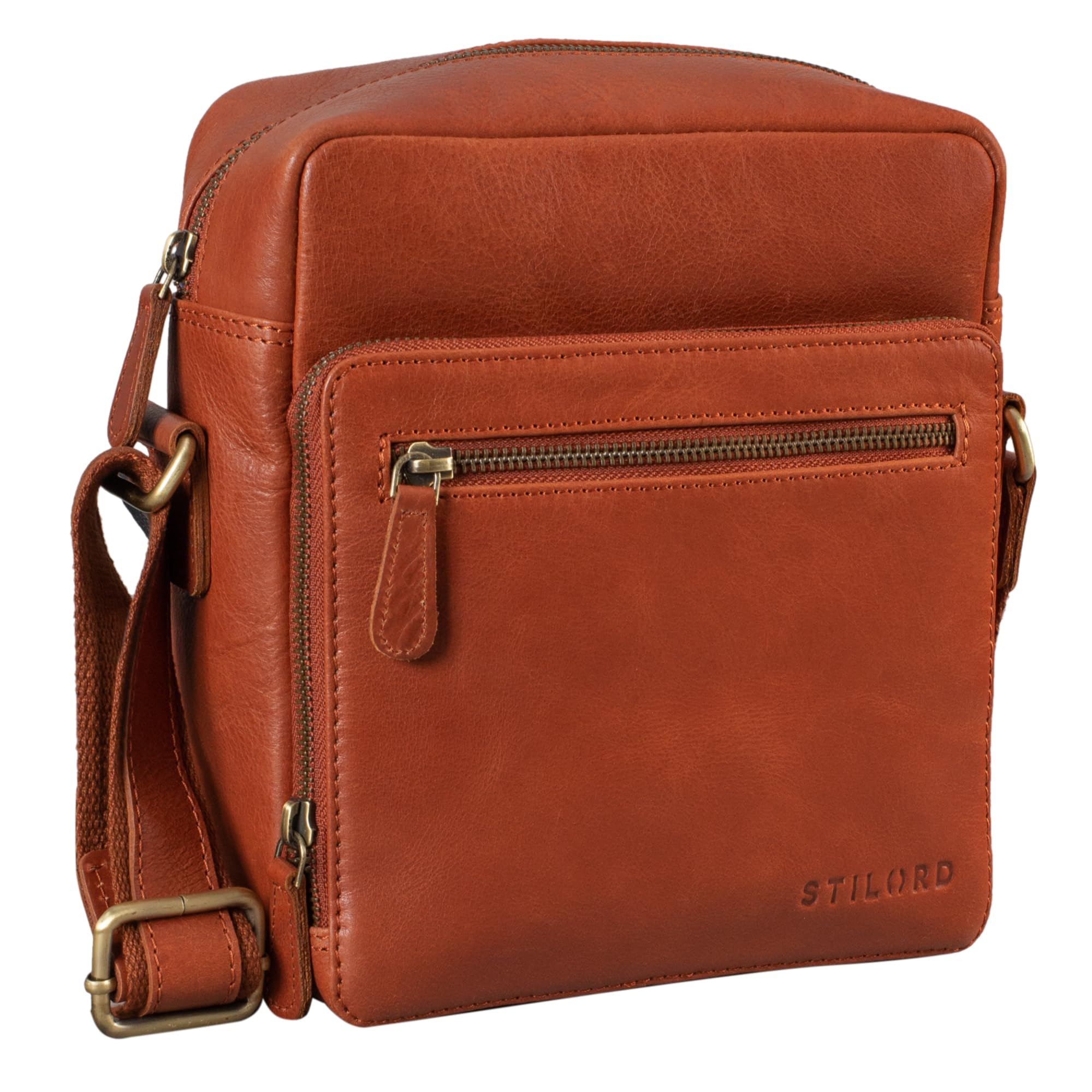 STILORD "Nathan" Vintage Cross-Body Bag Small for Men/Shoulder Bag/for 10.1 inch Tablets iPad Genuine Buff Leather Colour:Vegetable - Brown