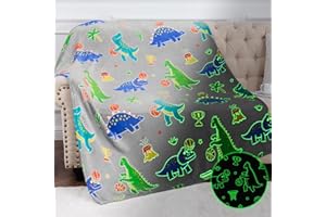 HOHOTO Dinosaur Toys for Ages 2-4 - Dinosaur Gifts for Kids 5-7, Dino Blanket Boys 8-13 Present Birthday Christmas, Flannel Throw Blanket Glow in The Dark, Valentine's Day Easter Teen Kid 3-5 Child Gift