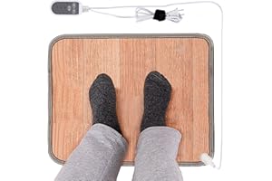 BEEPLOVE Heated Floor Mat - Foot Warmer Under Desk, 15.7x19.7in Heated Feet Rest for Home Office Desk, Winter 110V Electric Heating Pad with 3 Timers & 10 Adjustable Temperature