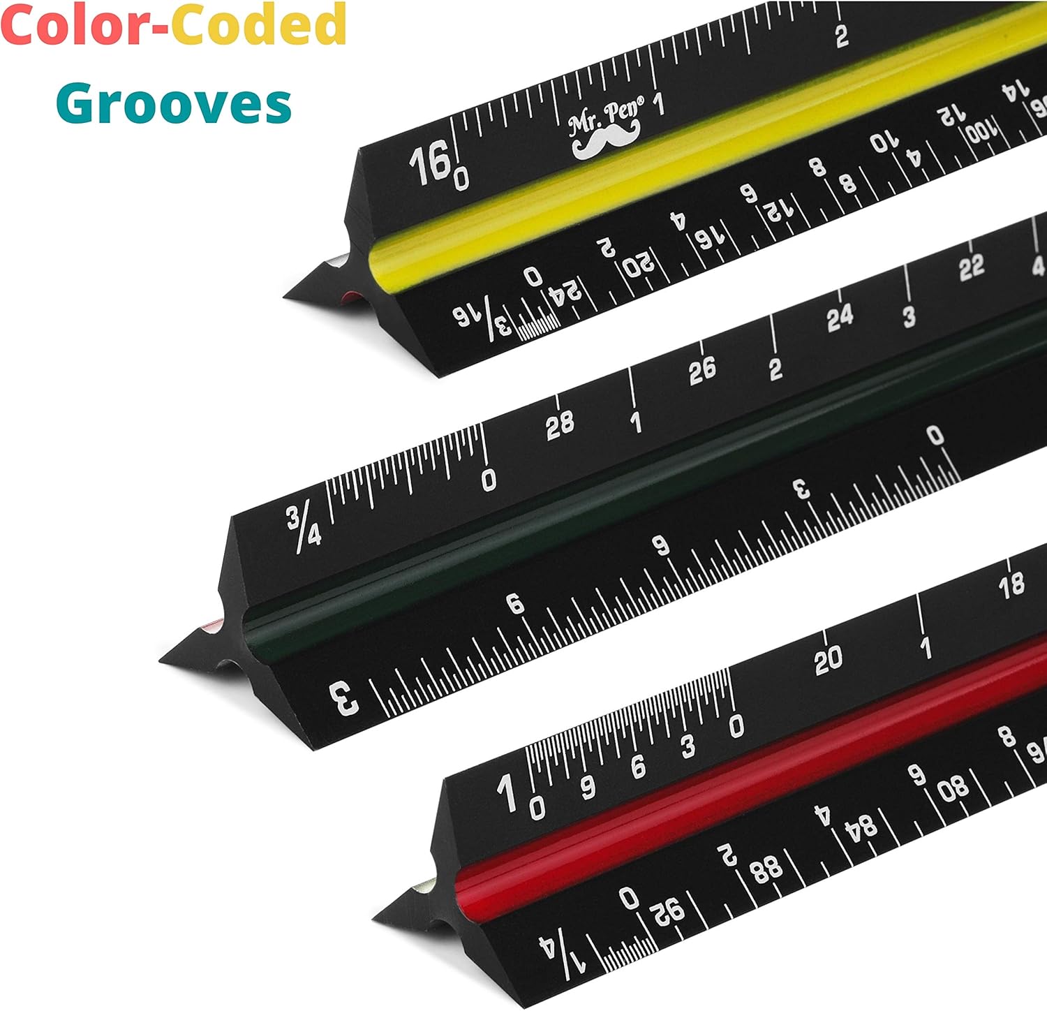 Mr. Pen- Architectural Scale, Scale Ruler, 12 inch, Black, Scale Ruler Contractor, Architect Scal, Scaling Ruler, Drawing Ruler, Architectural Ruler, Drafting Ruler, Rulers for Drawing, Drafting Tools : Office Products