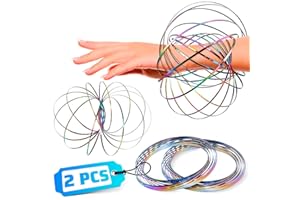 DIMROM 2 Pcs Flow Ring Spinner Ring Arm Toy - 5.1" Color - Changing Fidget Flow Toy with a Pleasant Smooth Surface, Compact & Portable Design - Entertaining Geometric Magic Bracelet with Soothing Effect