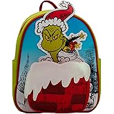 AI ACCESSORY INNOVATIONS The Grinch Mini Cosplay PU Backpack Purse, Shoulder Bag with Epoxy Filled Metal Max Charm, 10.5 Inch, Adjustable Straps, Faux Leather