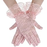 Abeillo Women Lace Gloves Short Wedding Glove Tea Party Gloves Courtesy Glove for Opera Evening Wedding Tea Party Prom 1920s