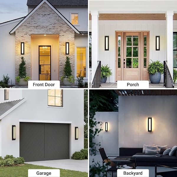 CALOKES MODERN LED OUTDOOR WALL SCONCE, 16W 3000K BLACK GEOMETRIC EXTERIOR LIGHT FIXTURE, WATERPROOF WALL MOUNT LIGHTING FOR FRONT DOOR, GARAGE, PATIO, AND HOUSE – 2 PACK