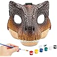 PaLeyFer Hard Plastic Dino Mask, 2 in 1 with Paints, Dinosaur Costume for Furry Girls Boys, Dinosaur Toys with Sounds for Kids 3-5-7, Halloween Mask Costume, Christmas Birthday Gift for kids
