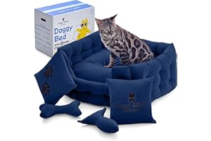 Doggy Affairs HandMade Luxury Cat Bed with Removable Washable Cover - Premium Cat Beds for Indoor Cats, Fancy Dog Bed for Small Dogs - Non Slip Cat Couch Bed, Puppy Kitten Pet Sofa