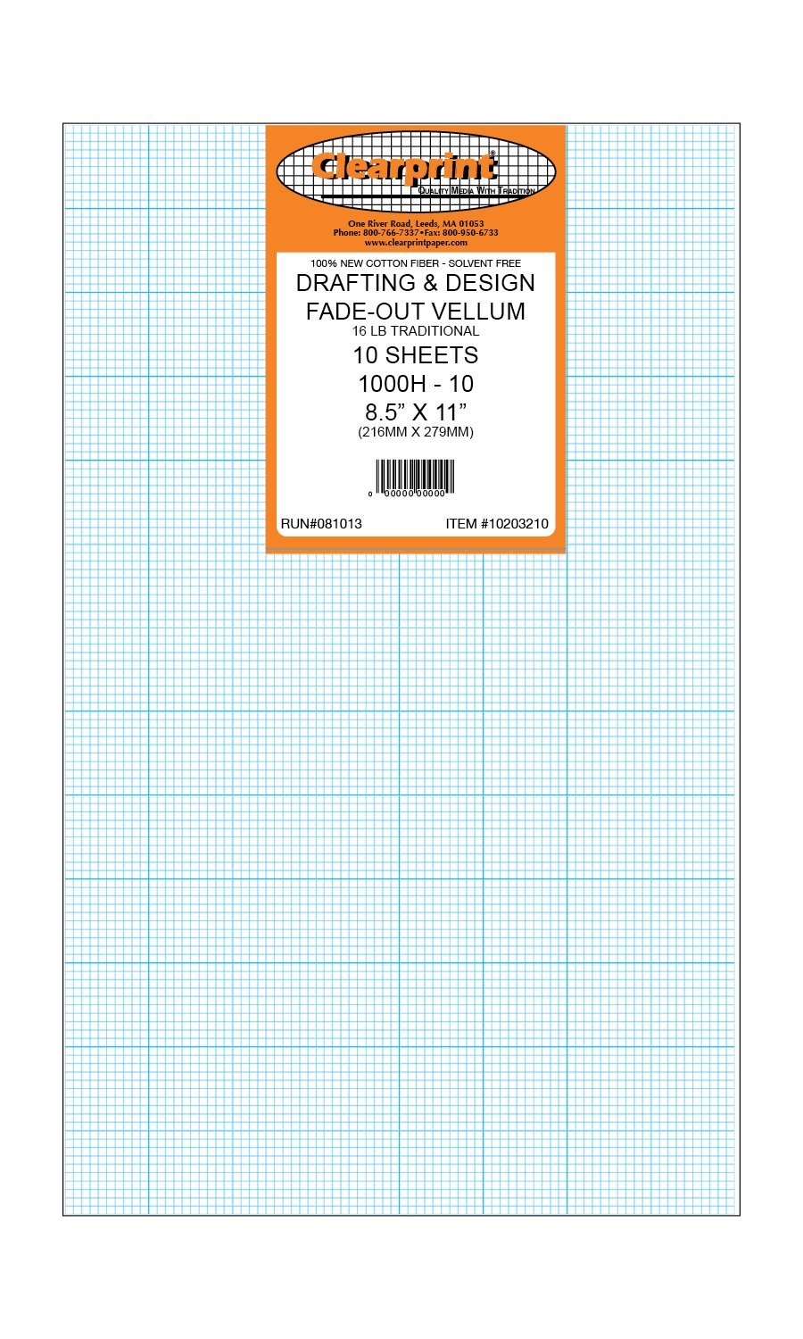 Clearprint 1000H Design Vellum Sheets With Printed FadeOut 10x10 Grid