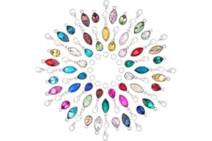 SUNNYCLUE 1 Box 176Pcs DIY 48 Sets Stitch Markers Crochet Stitch Marker Birthstone Faceted Rhinestone Glass Charms Removable Lobster Clasp Charm Locking Knitting Markers for Weaving Sewing Quilting