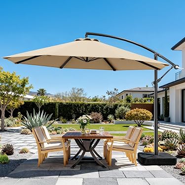 36 inch round patio table with umbrella hole Maison Arts Outdoor Patio Dining Table All-Weather Round Metal Bistro Table with Umbrella Hole for Backyard Lawn Garden