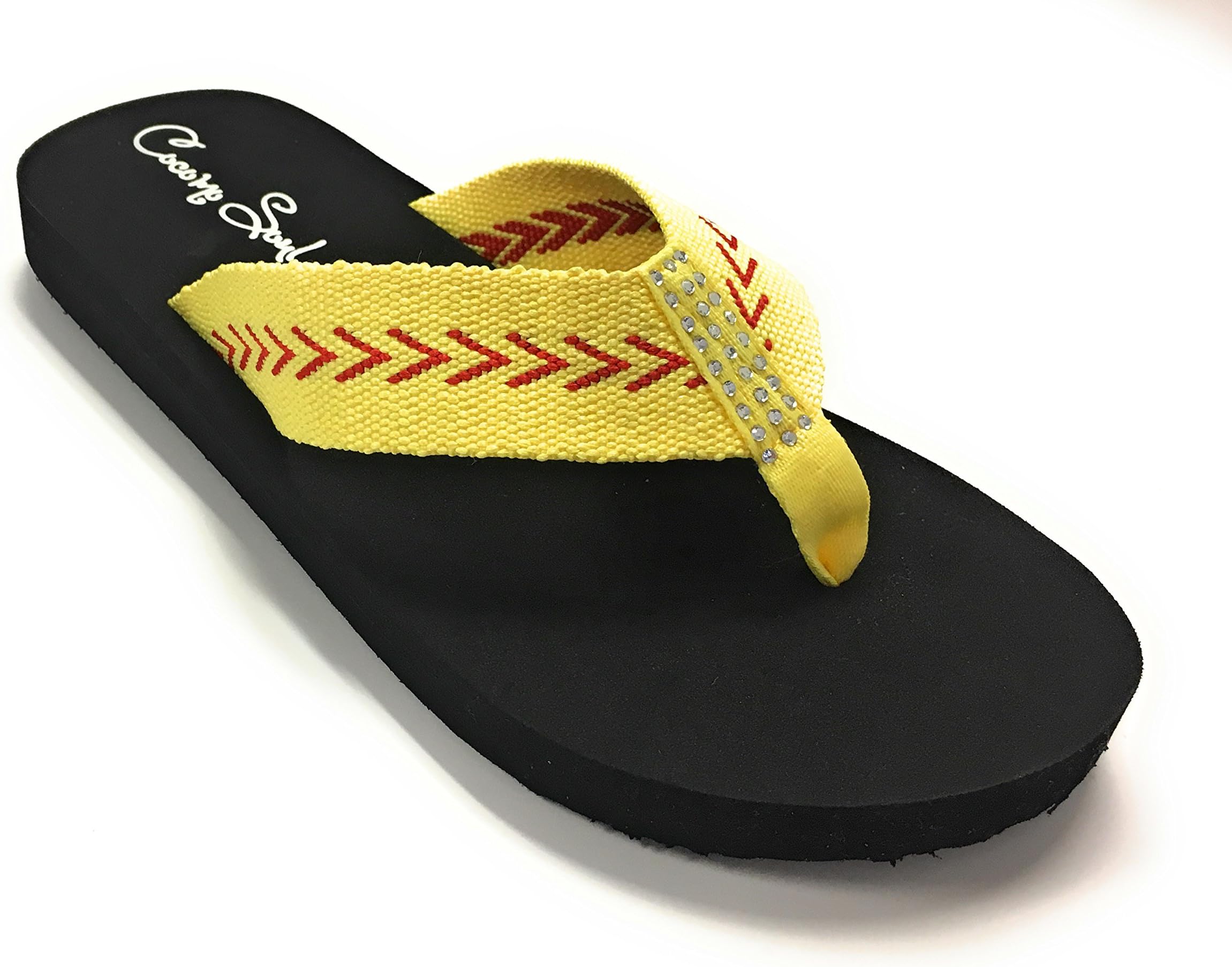 Cocomo SoulSoftball Flip Flops | Rhinestone Softball Flip Flops | Softball Slippers | Softball Sandals | Softball Flip Flops for Women | Softball MOM Flip Flops
