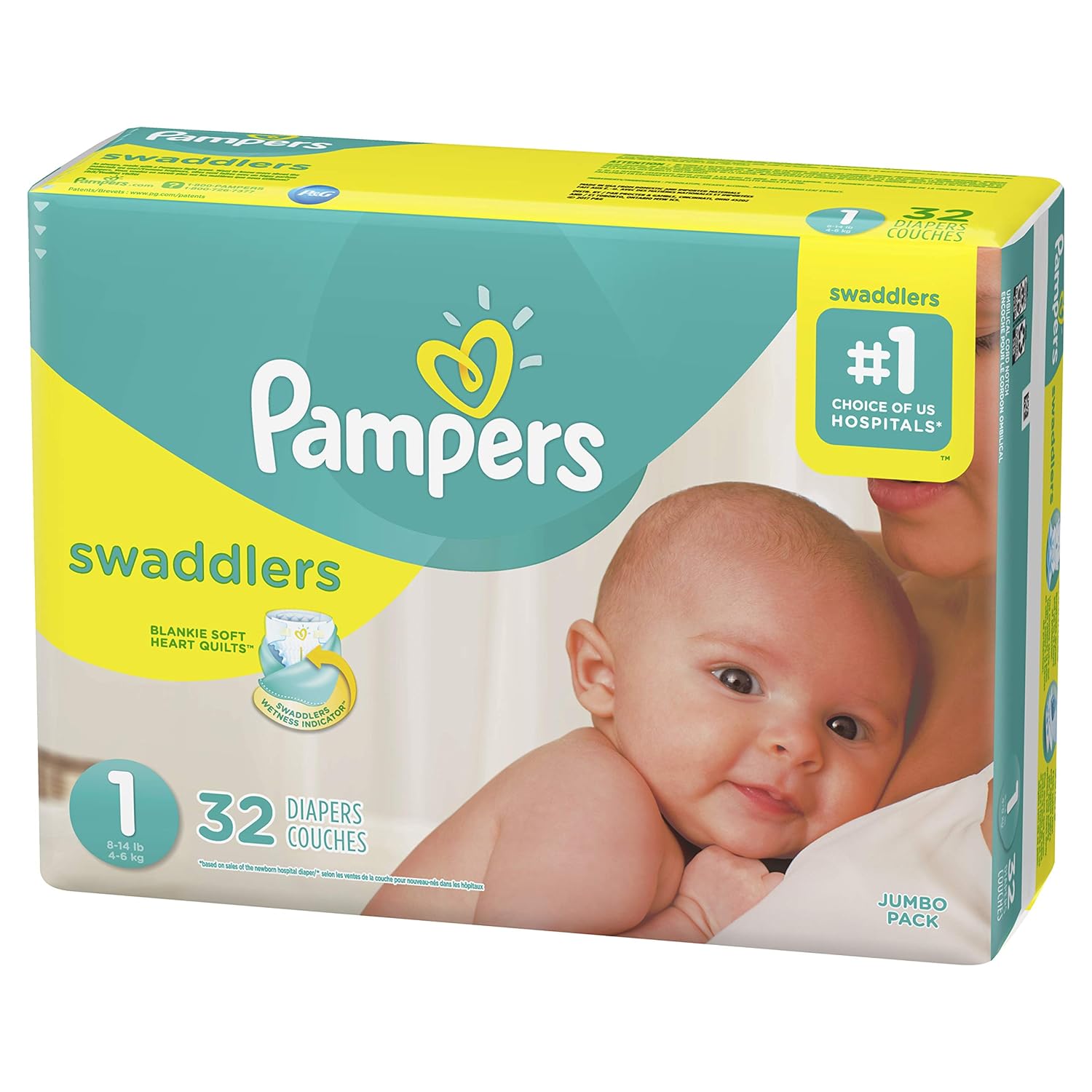 Diapers Size 1, 32 Count Pampers Swaddlers