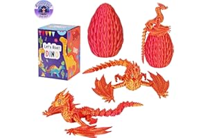 Jefuzh 3D Printed Dragon,Flying Mystery Easter Egg Articulated Dragon,3D Printed Crystal Dragon with Wings,3D Dragon Eggs with Dragon Inside,Adults Fidget Toys for Autism ADHD (Red Gold Pro)