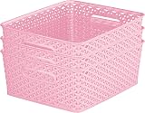 CURVER My Style Rattan Effect Set of 3 Storage Baskets 13 L Pink view 6