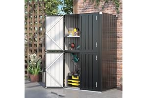 U-MAX Outdoor Storage Cabinet with Shelves Weatherproof, Dark Grey Lockable Large Vertical Storage Shed, Waterproof Outdoor C