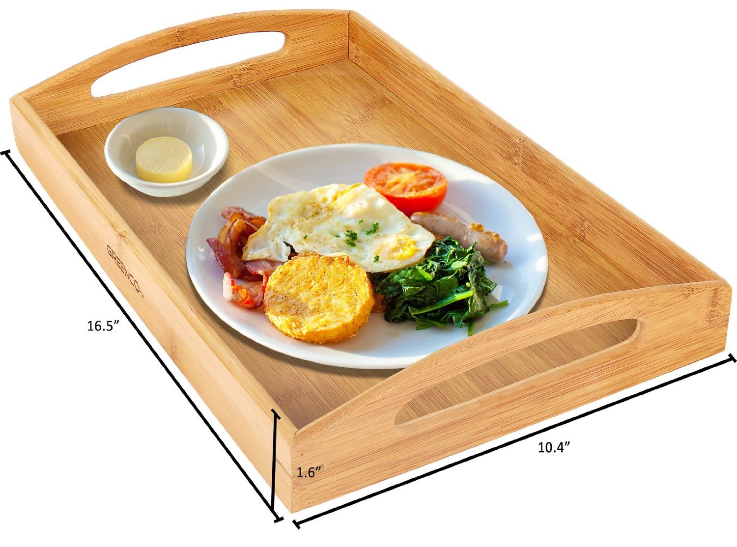 Greenco Rectangle Bamboo Butler Serving Tray With Handles Buy Online