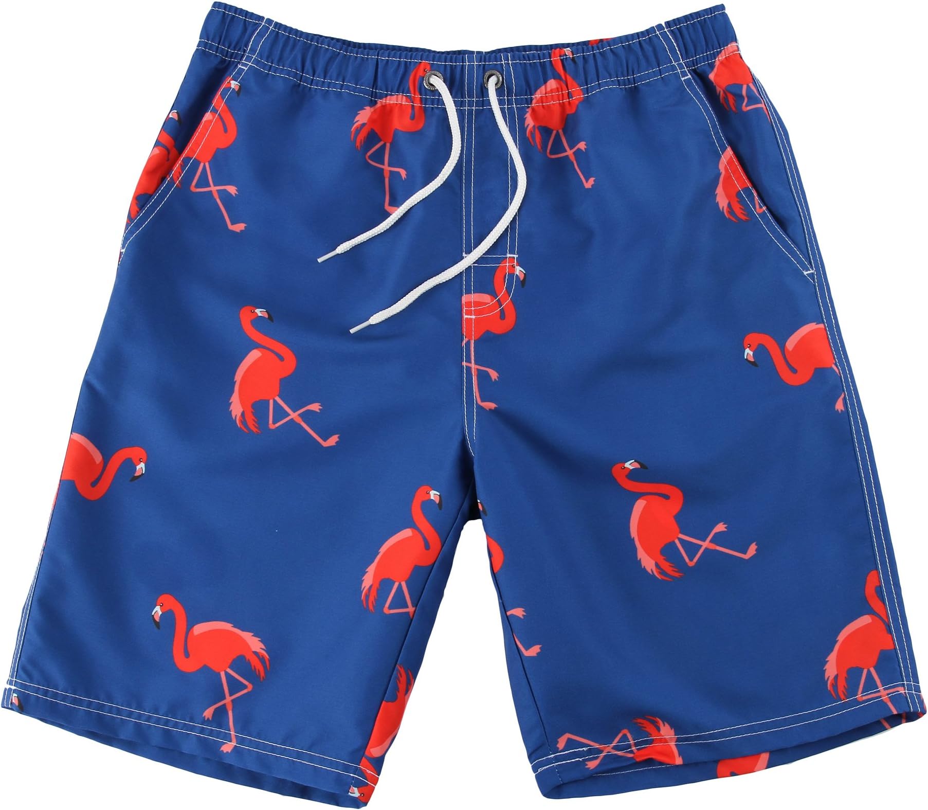 WUAMBO Athletic Men's Quickly Drying Board Shorts Flamingo Printed Swim Trunk