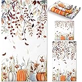 Preboun 3 Pack Autumn Leaves Bathroom Towels Set Thanksgiving Pumpkins Hand Towels Fall Bath Towel Watercolor Pumpkins Dish Absorbent Fingertip Towel for Bathroom Kitchen Hotel Beach Gym Spa