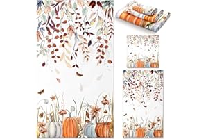 Preboun 3 Pack Autumn Leaves Bathroom Towels Set Thanksgiving Pumpkins Hand Towels Fall Bath Towel Watercolor Pumpkins Dish Absorbent Fingertip Towel for Bathroom Kitchen Hotel Beach Gym Spa