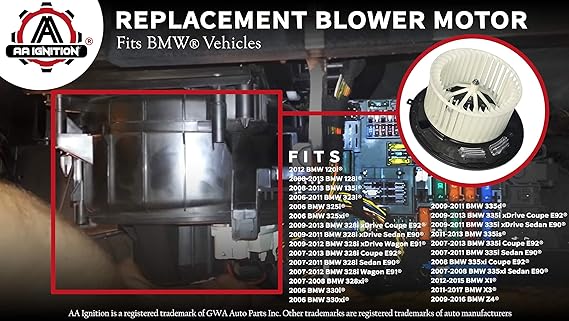 Amazon Com Hvac Blower Motor With Regulator Replaces 64119227670 700218 Pm9354 75896 Compatible With Bmw Vehicles 2006 325i 325xi 06 330i 2007 335i X3 2008 335d 2007 328xi E90 E91 E92 Automotive
