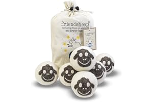 Wool Dryer Balls by Friendsheep 6 Pack XL Organic Premium Reusable Cruelty Free Handmade Fair Trade No Lint Fabric Softener Brown Sheep "Flock of Friends"