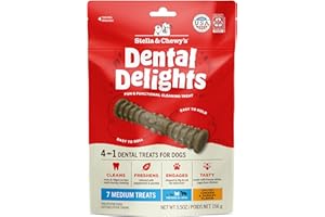 Stella & Chewy's Dental Delights with Freeze-Dried Chicken - Medium Dental Treats for Dogs, 5.5 Ounce Bag
