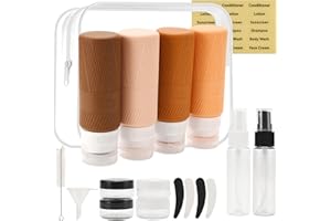 NOVOVIDA Travel Bottles for Toiletries, 16-PCS TSA Travel Size Leak Proof Containers, BPA Free Refillable Travel Bottles Set INCL Toiletry Bag, Conditioner, Shampoo, Lotion, Body Wash (89ML16-BROWN)