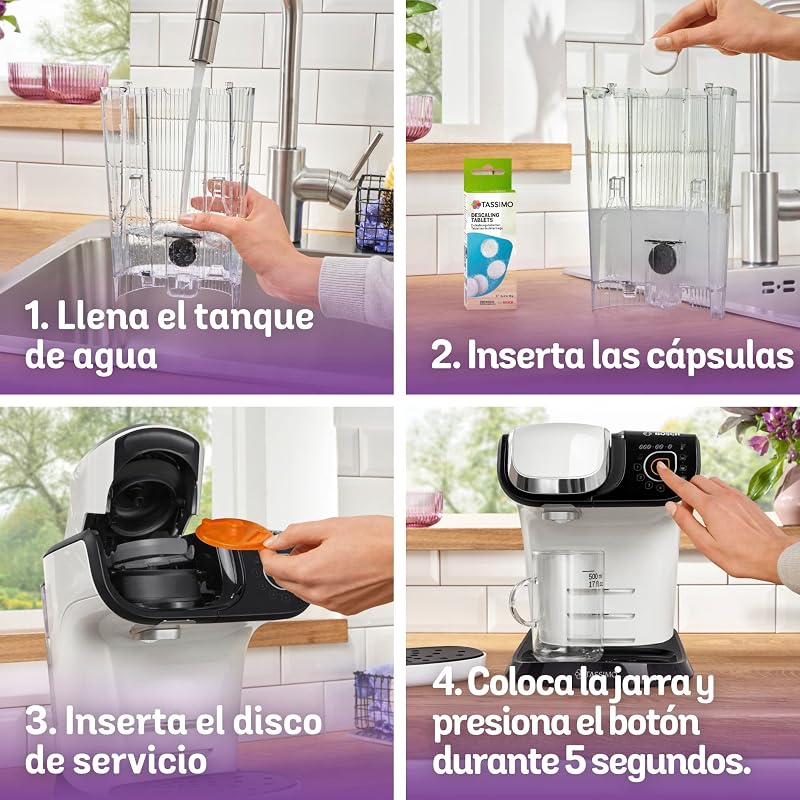 Máquina multibebida BOSCH TASSIMO MY WAY 2, TAS6504, hasta 70 bebidas, OneTouch, servicio individual, personalización de bebidas, filtración de agua BRITA MAXTRA+, INTELLIBRE, blanco