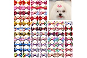 aoozleny Cute Puppy Hair Bows with Rubber Bands - 30PCS Cute Puppy Dog Small Bowknot Hair Accessories, Handmade, Perfect for 