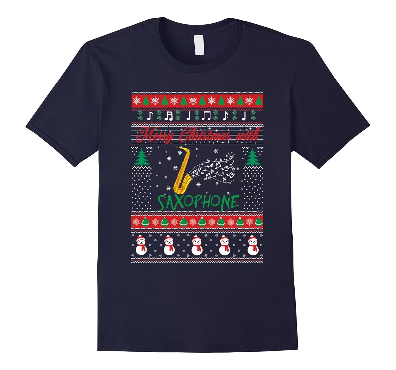 Saxophone T-Shirt Saxophone Ugly Sweater Christmas Tee Shirt-ANZ