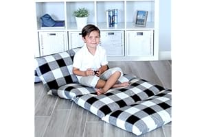 Butterfly Craze Floor Pillow Case, Mattress Bed Lounger Cover, Black/White, Queen Size - Cozy Seating Solution for Kids & Adults, Recliner Cushion, for Reading, TV Time (Pillow Not Included)
