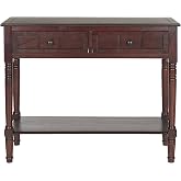 SAFAVIEH Samantha Wood Console Entryway Table, 35.8" Dark Cherry AMH5710D | Console Entryway Table, Pine Engineered Wood, 35.8" Overall, Assembly Required, entryway, hallway, living room