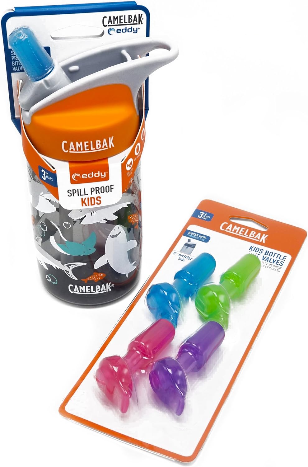 Camelbak Eddy Kids 12oz Pink Unicorns Water Bottle Bundle with 4-Pack Colored Bite Valves