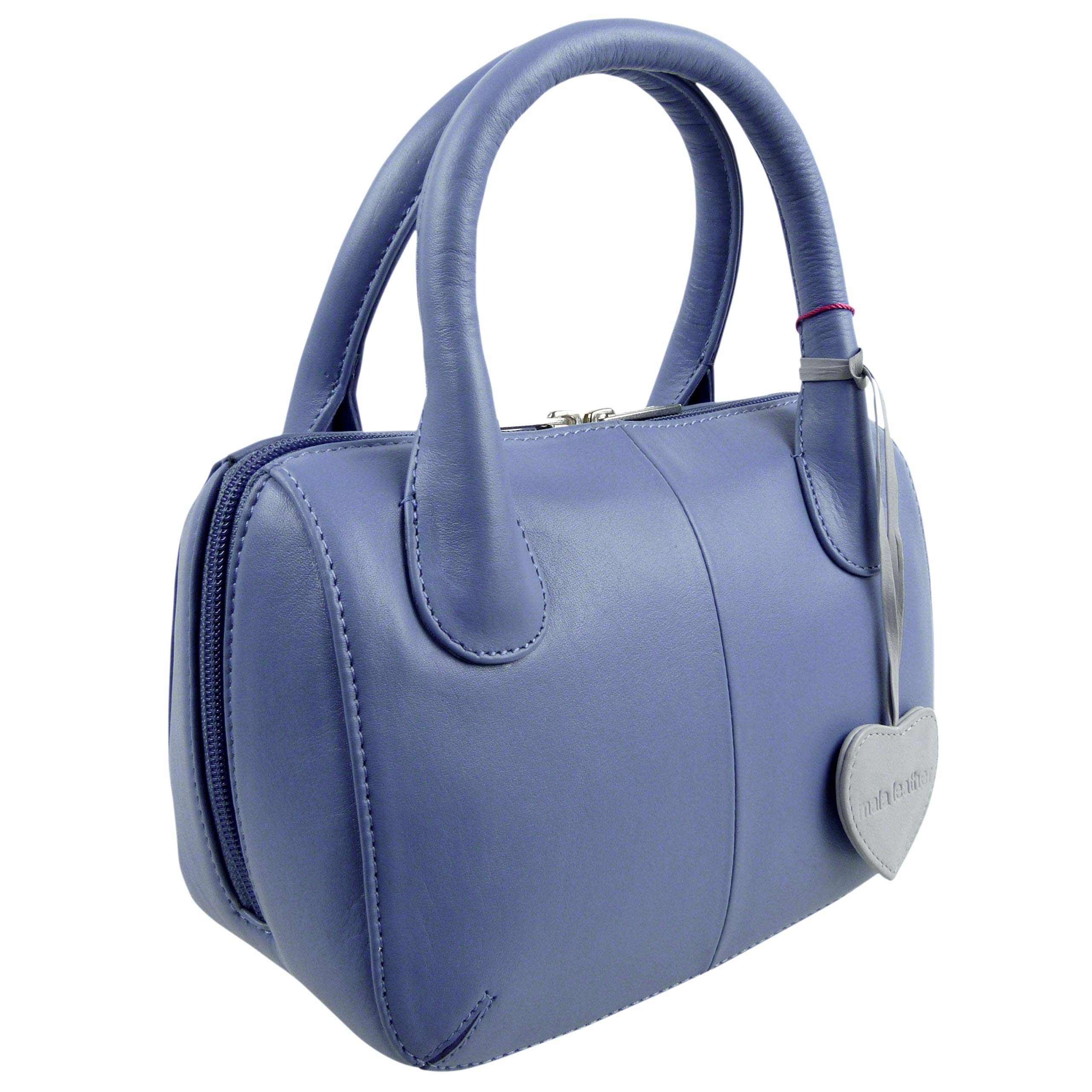 Ladies Leather Twin Handle Mini Grab Bag by Mala; Anishka Collection Handbag - Blue