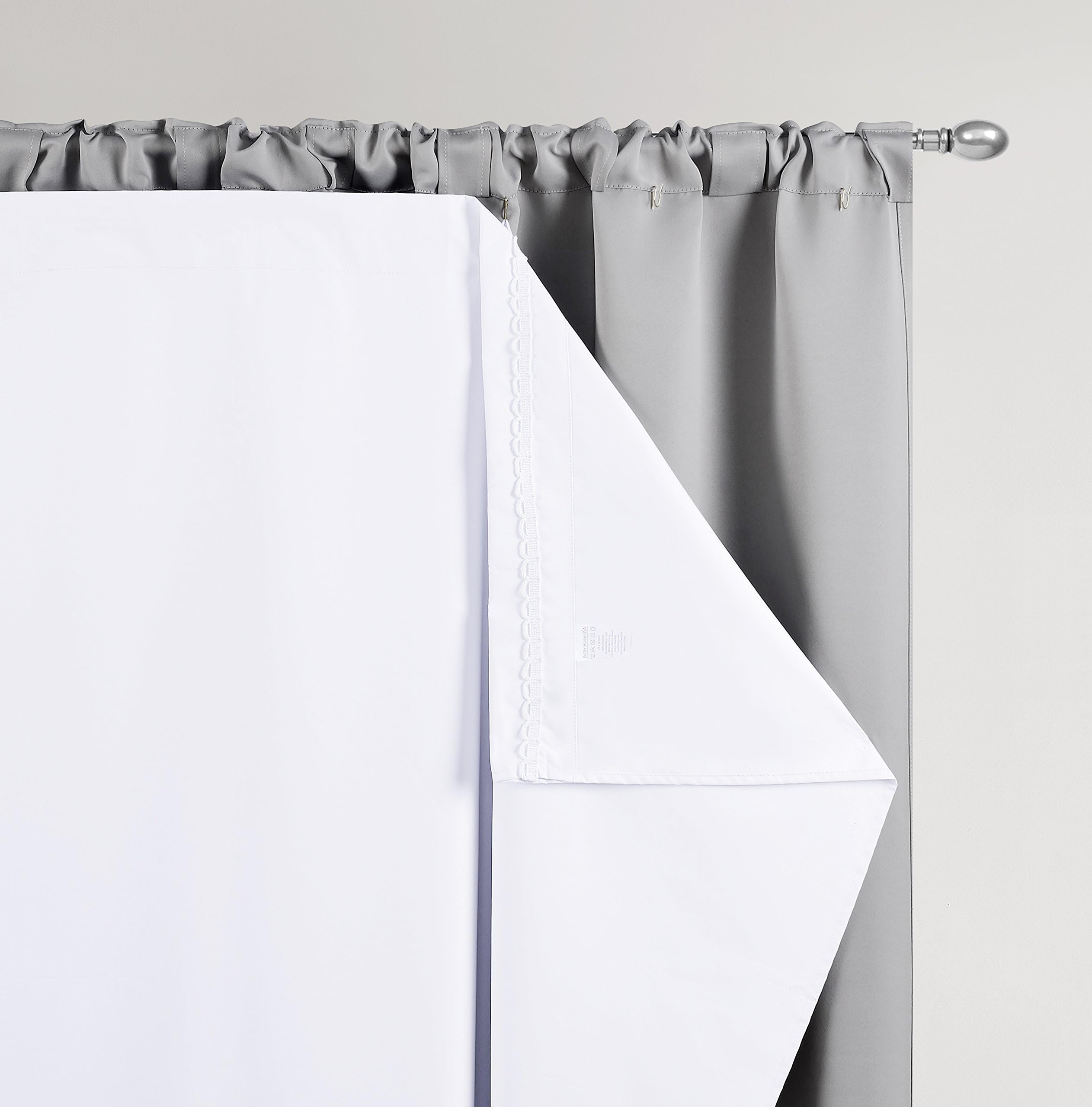 BETTER HOME USA BHU Thermal Insulated Blackout Curtain Liner for 108 inch Curtains-Blackout Thermal Liner, One Panel, 48W by 101L Inches, Hooks Included