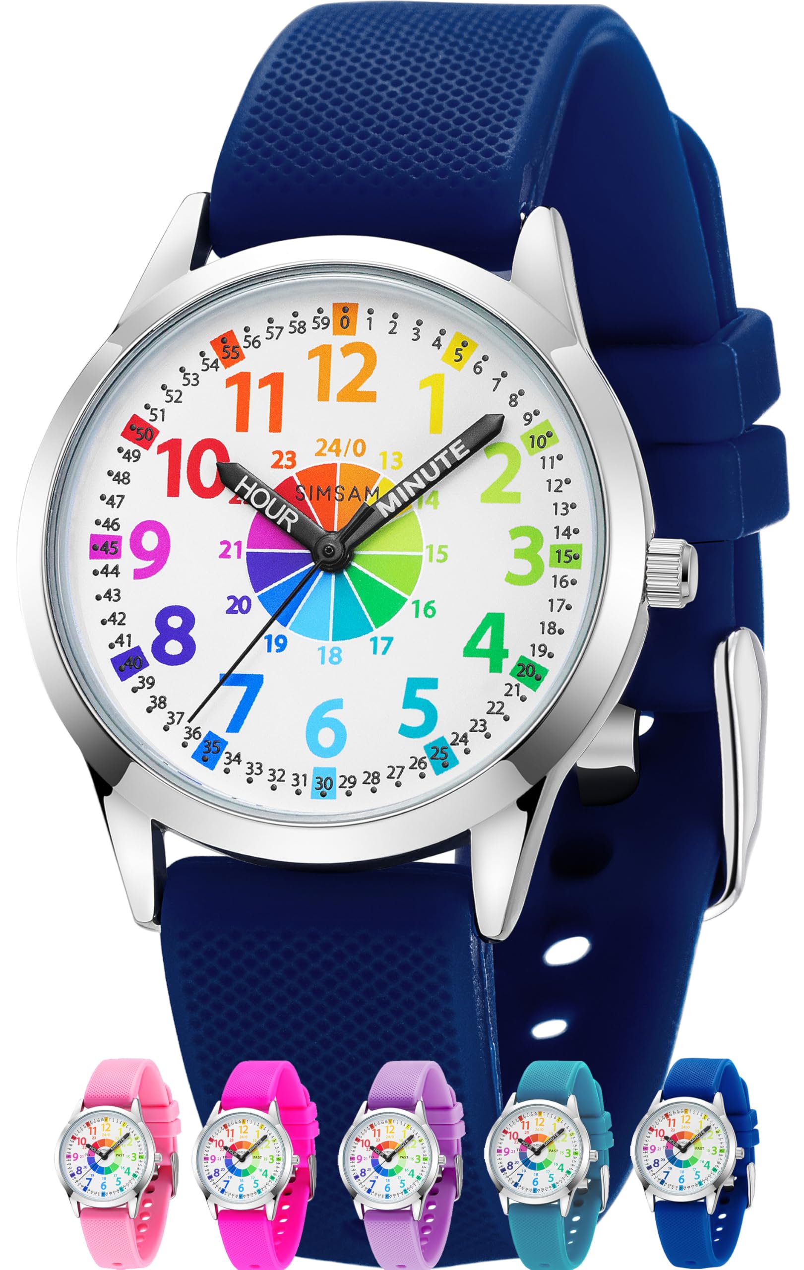 Kids Analog Watch, Learning Watch for Kids 8-12, Waterproof Time Teacher Watches for Boys Ages 5-7 6-8, Easy to Read Educational Girls Watches Ages 8-12, Great Gift Boys Girls Year 4-12 Old Waterproof