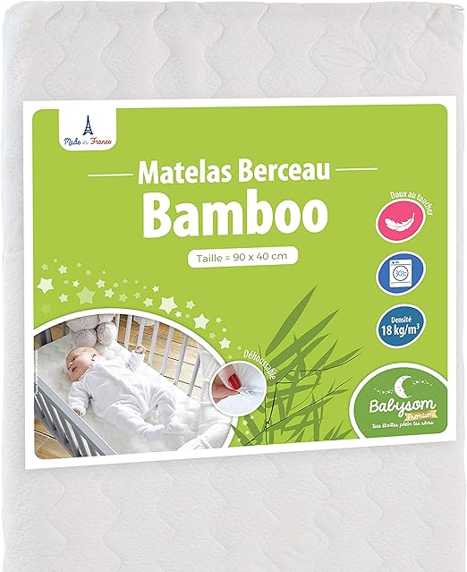 Babysom Matelas De Berceau Bamboo 90x40 Cm Viscose Au Toucher Ultra Doux Forme Rectangulaire Epaisseur 5 Cm Dehoussable Oeko Tex Fabrication Francaise Amazon Fr Bebes Puericulture